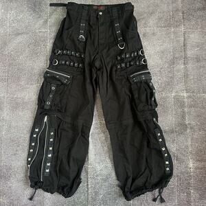 Men's Vintage Y2K Tripp NYC Daang Goodman Black Skull Zip Off Punk Pants Sz S